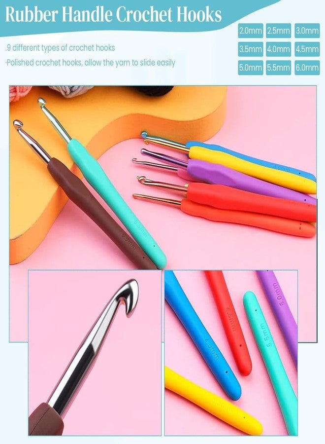 MGNLR مجموعة MGNLR للكروشيه مكونة من 130 قطعة للمبتدئين والبالغين، تتضمن مجموعة خيوط، وأدوات يدوية، ومجموعة إبرة وخطاف، ومجموعة لصنع الزهور والتطريز والحرف اليدوية، بالإضافة إلى حقيبة أدوات، وهي من الإكسسوارات المنزلية الأساسية. - Image 5